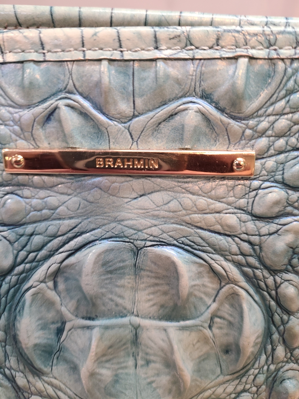 Brahmin Mineral Blue Medium Asher Tote With Matching Daisy Wristlet - Picture 8 of 12